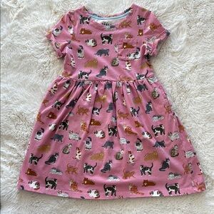 Mini Boden Pink Short Sleeve Cats Sundress with Crew Neck